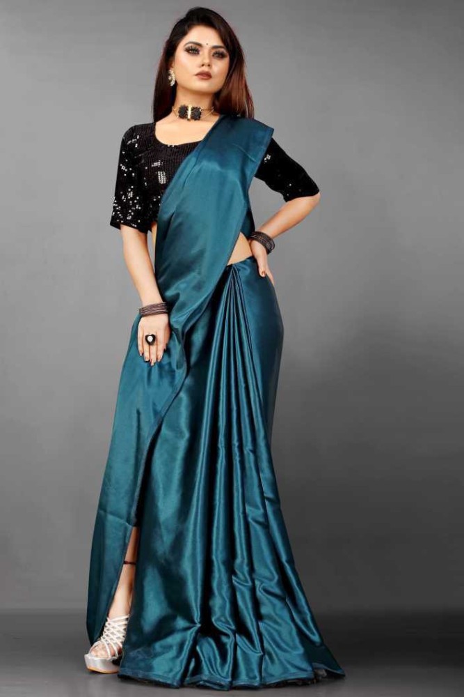  Jaanvi fashion Women's Solid Silk Saree with Weave