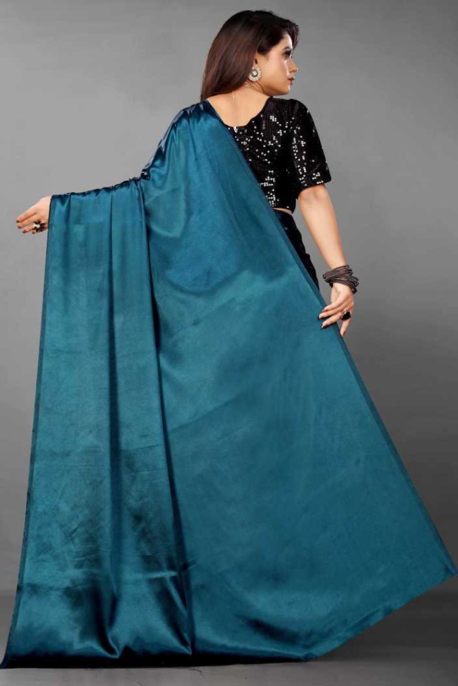 Buy Janvi Boutique Solid/Plain Bollywood Satin Black Sarees Online @ Best  Price In India
