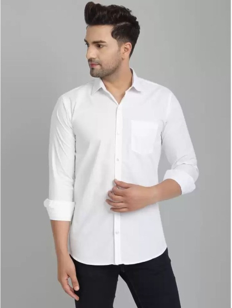 Colour Fly Men Solid Casual White Shirt - Buy Colour Fly Men Solid