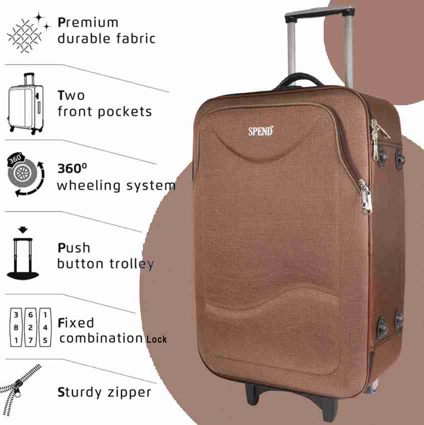 Fastrack Brown Trolley Bag with front pockets, For Travelling, Size: 24 Inch