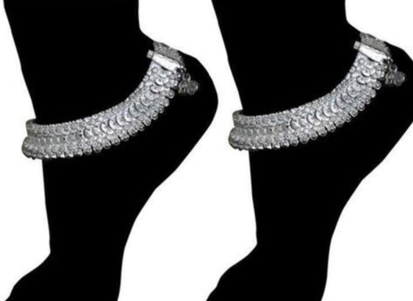 92.5 Silver Black Thread Evil Eye Anklet (Single) - Sanjay Jewellers