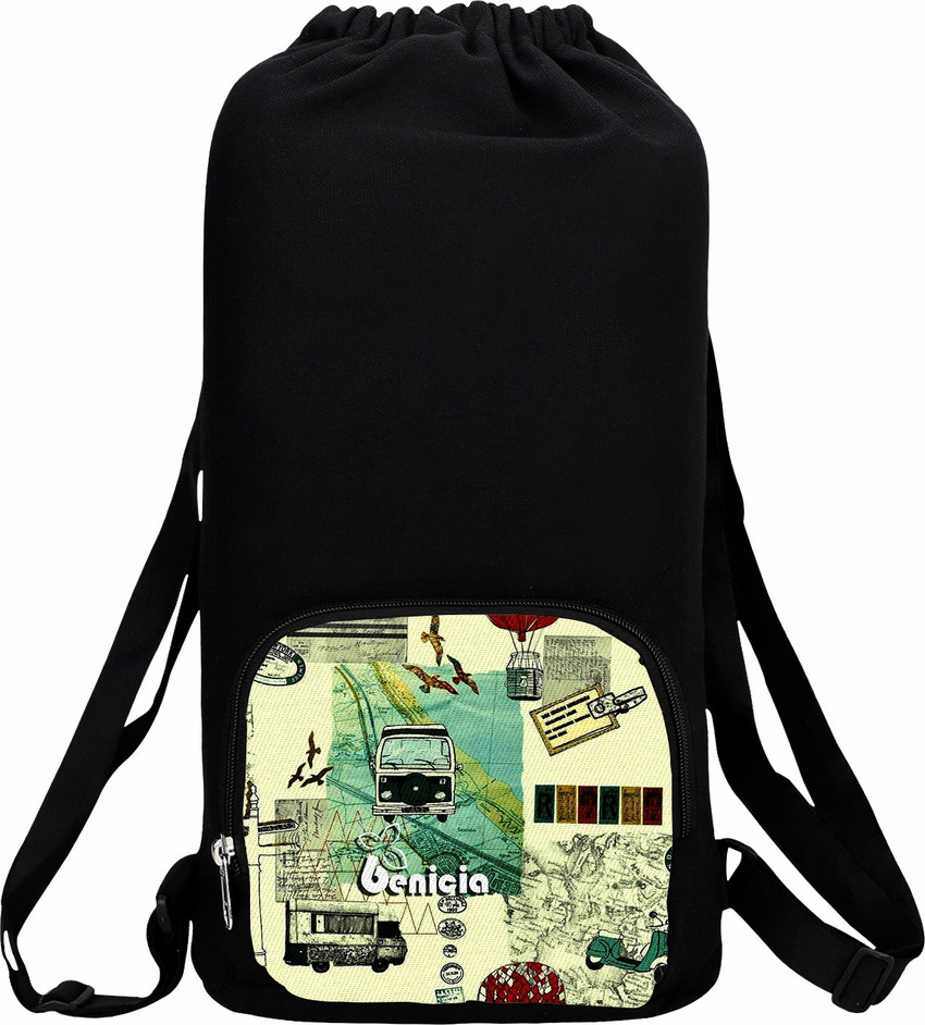 Benicia Map Print Cotton Canvas Tution Backpack Exam Bag For