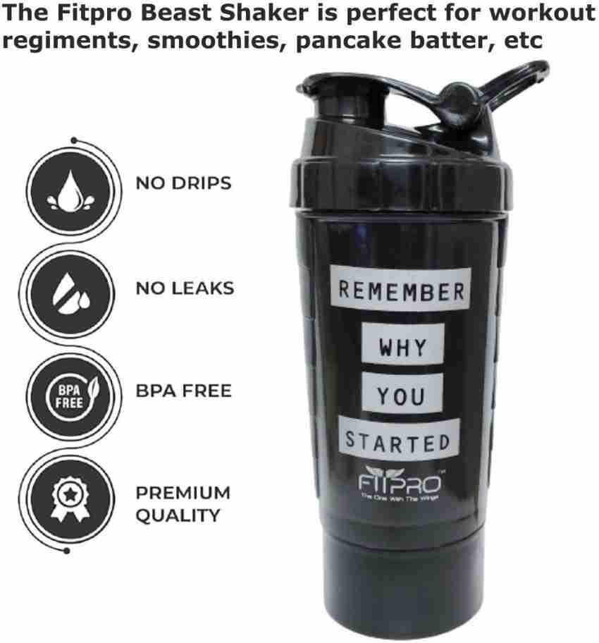 FitPro BLACK GYM SHAKER BOTTLE 500 ML WITH Protein COMPARTMENT WITH TORNADO  FILTER 500 ml Shaker - Buy FitPro BLACK GYM SHAKER BOTTLE 500 ML WITH  Protein COMPARTMENT WITH TORNADO FILTER 500