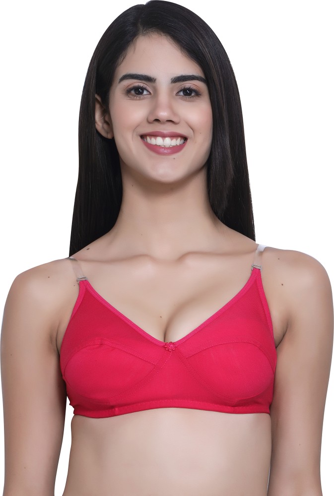  Dolino Lifestyle Cotton Bra B Cup Foam Bra Pack Of 3 Pink Maroon