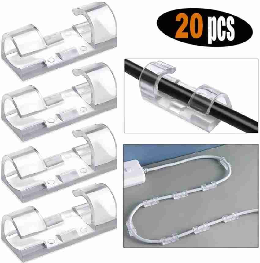 ALWAFLI Cable clips Cable Organizer,Wire Clips for Wall, Wire Holder Clips  Pack of 20Pcs Plastic Hook & Loop Cable Tie