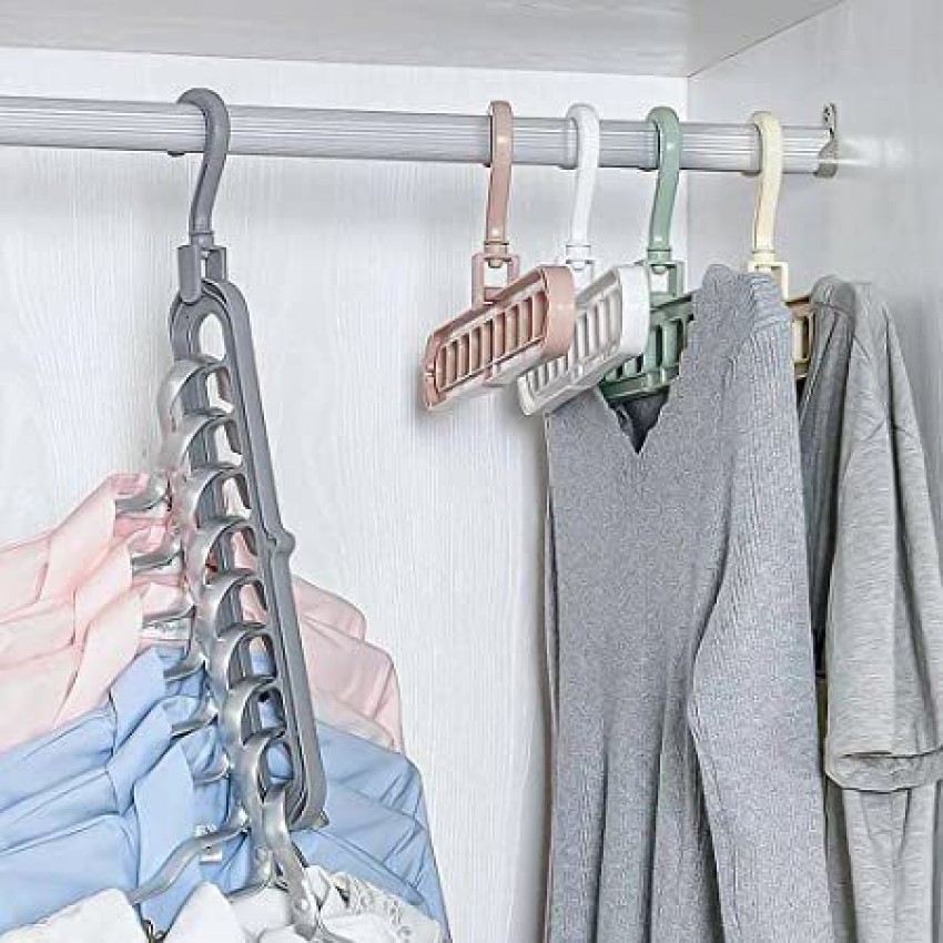 Magic Space Saving Clothes Hangers Multifunctional Smart Closet Organizer  Premium Wardrobe Clothing Cascading Hanger 9 Slots, Innovative Design for