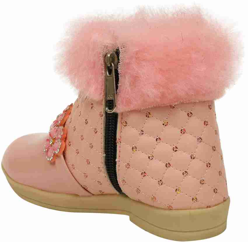 Girls pink fur outlet boots