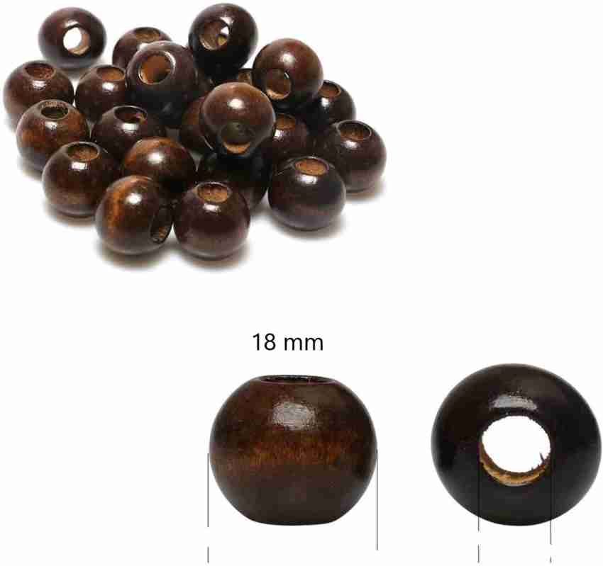 PRANSUNITA Large Hole Wooden Beads for Macrame – Dark Brown (18 mm)- Pack  of 50 pcs - Large Hole Wooden Beads for Macrame – Dark Brown (18 mm)- Pack  of 50 pcs . shop for PRANSUNITA products in India.