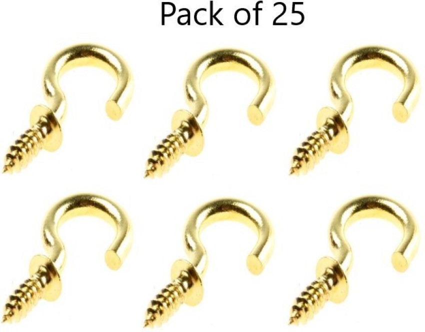 Fasteners, 50pcs 1/2 Brass Plated Ceiling Hook, Eye Hook