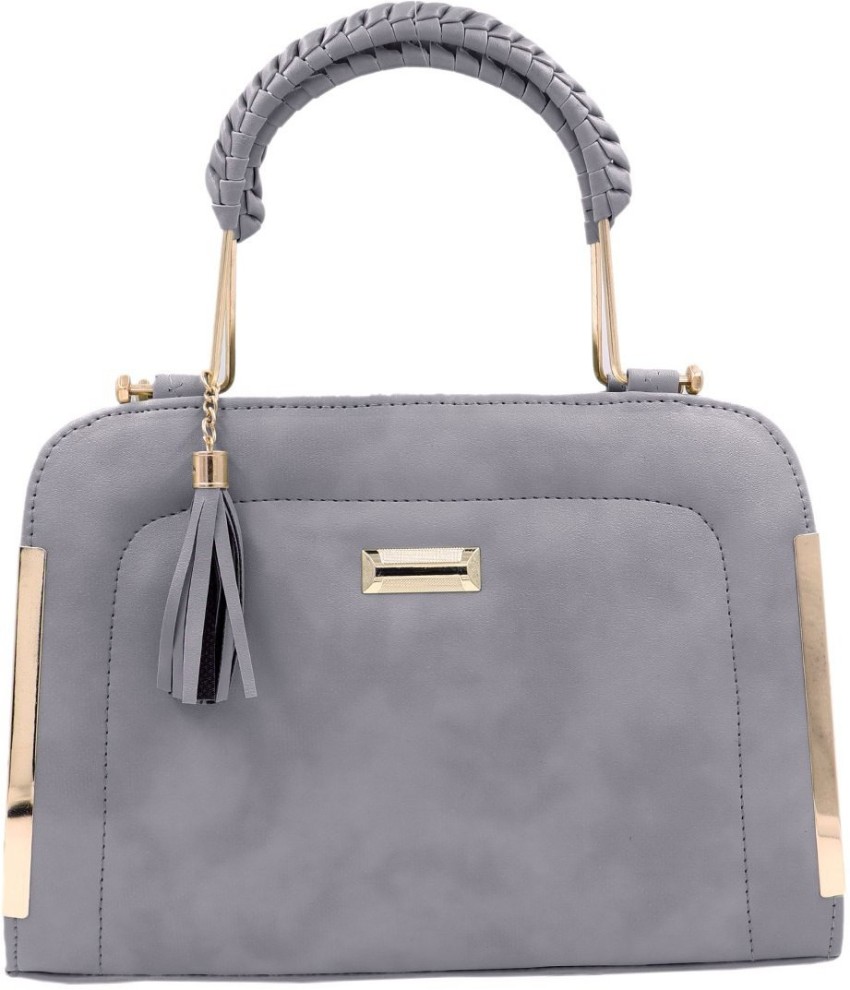 Gray leather purse handbag hot sale