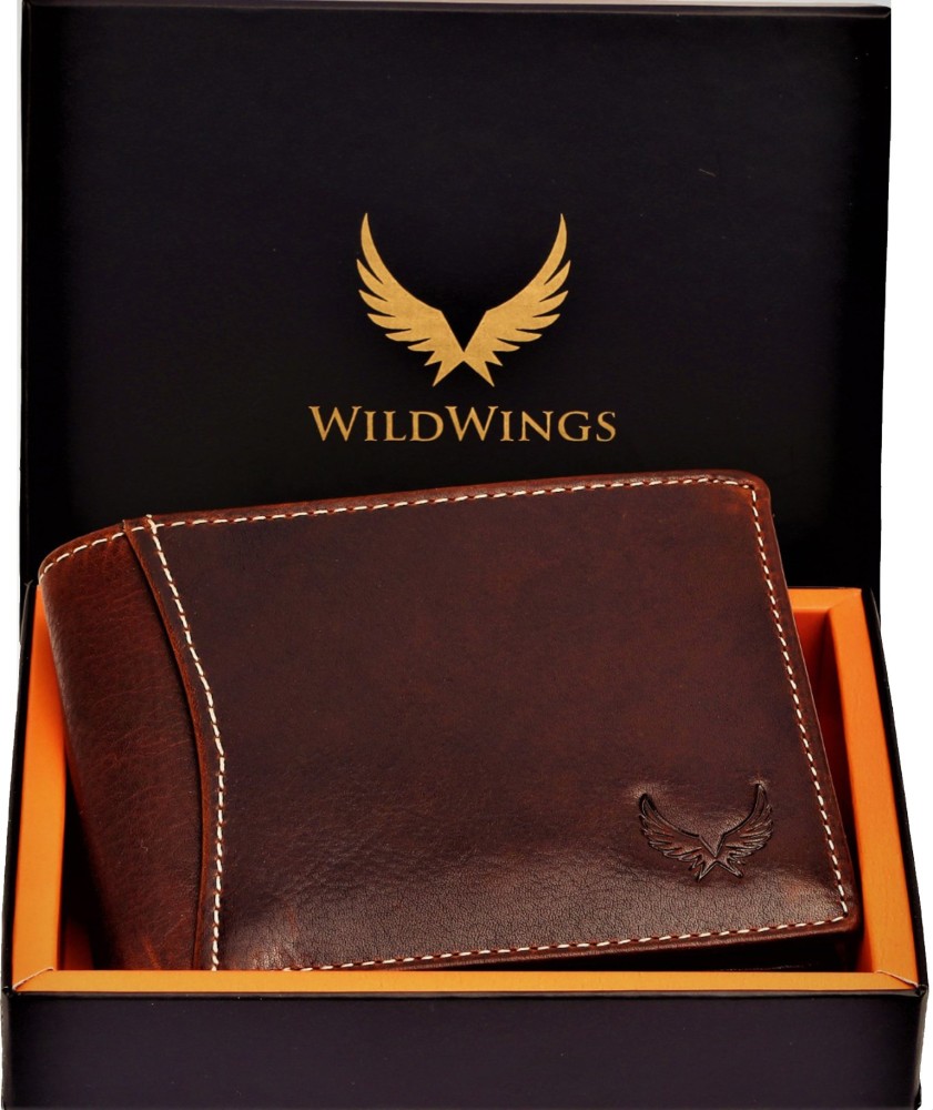 WILDWINGS Men Trendy Casual Brown Genuine Leather Wallet Vintage