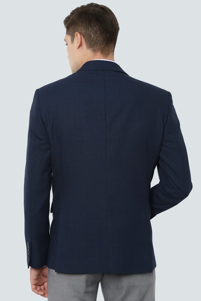 Buy Louis Philippe Louis Philippe Men Blue Self-Design Slim Fit  Single-Breasted Casual Blazer at Redfynd