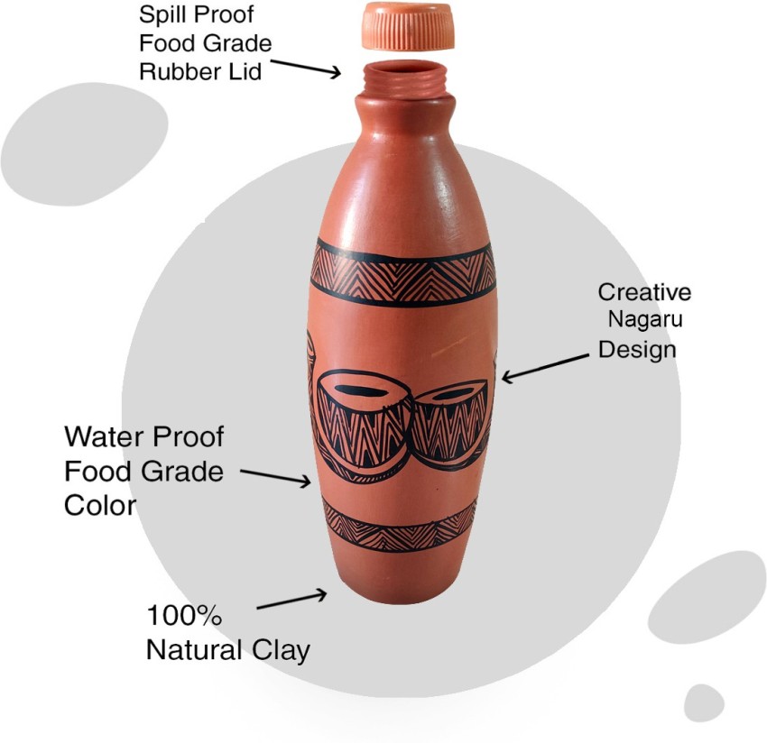 Eco Friendly Terracotta Clay Water Bottle