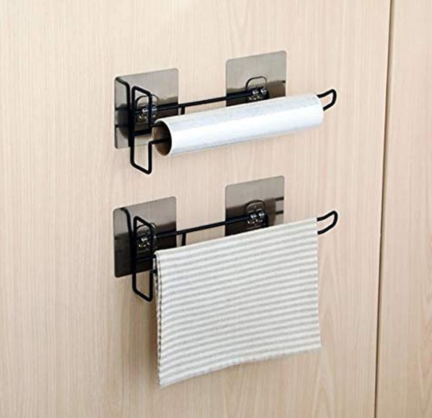 1pc Kitchen Paper Towel Holder, No-drilling Cabinet Roll Rack Organizer For  Cling Film, Dishcloth And Garbage Bag