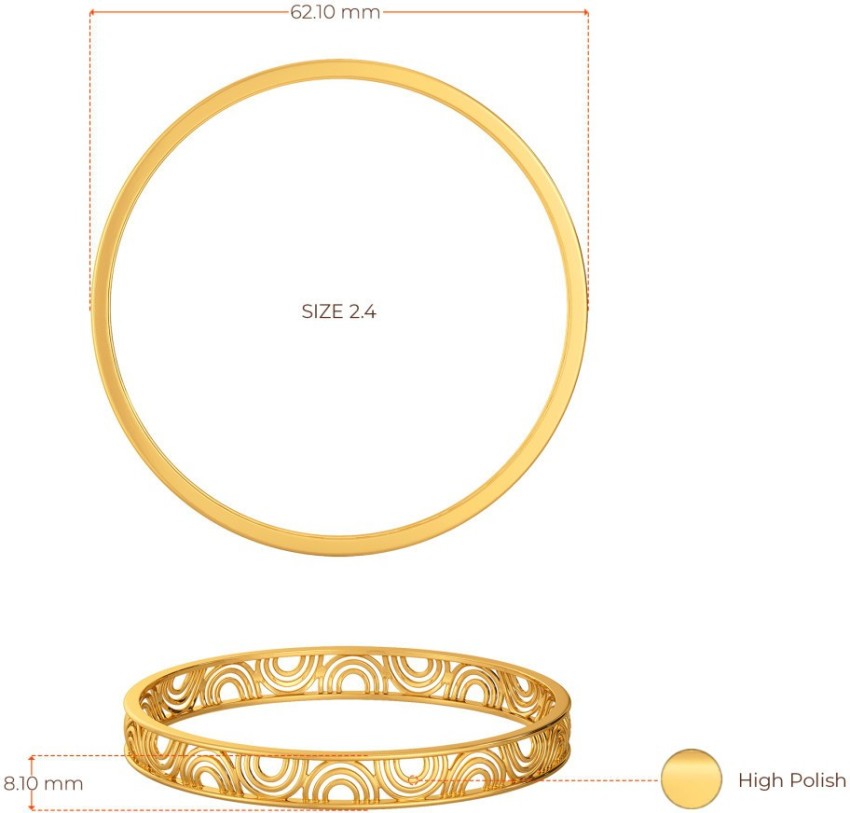 Buy MELORRA 18 KT Grid Drama Gold Round Bangle Yellow Gold at