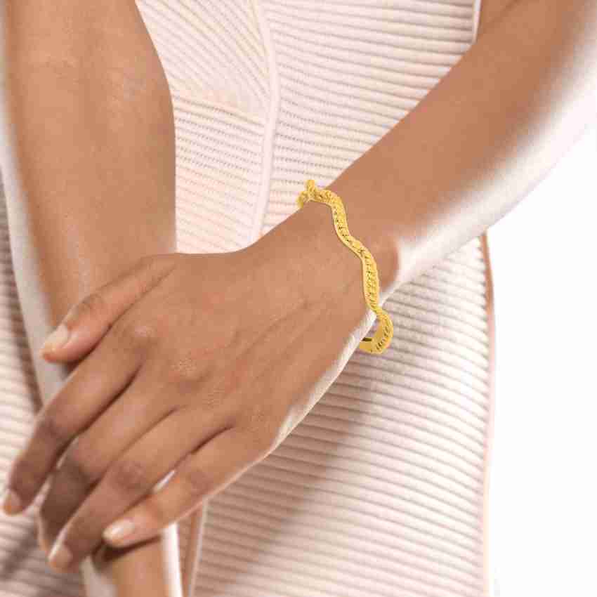 14k yellow gold twist bangle with silver and diamond hook — Nancy