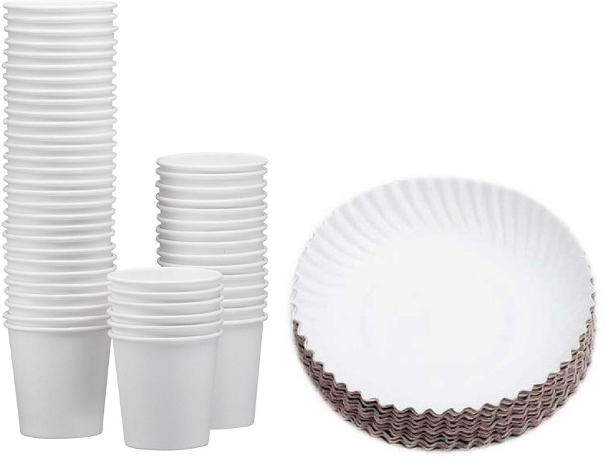 Se7en Disposable paper Plates 15cm Glasses 65ml Plate Glass