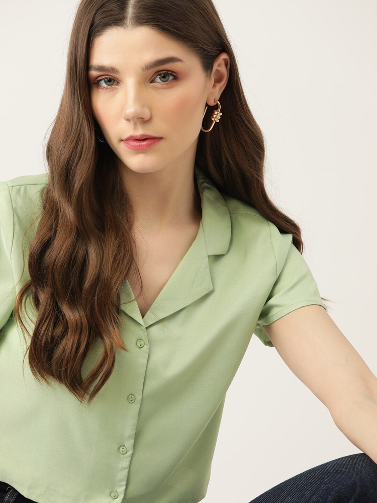 Olive green dress shirt womens sales