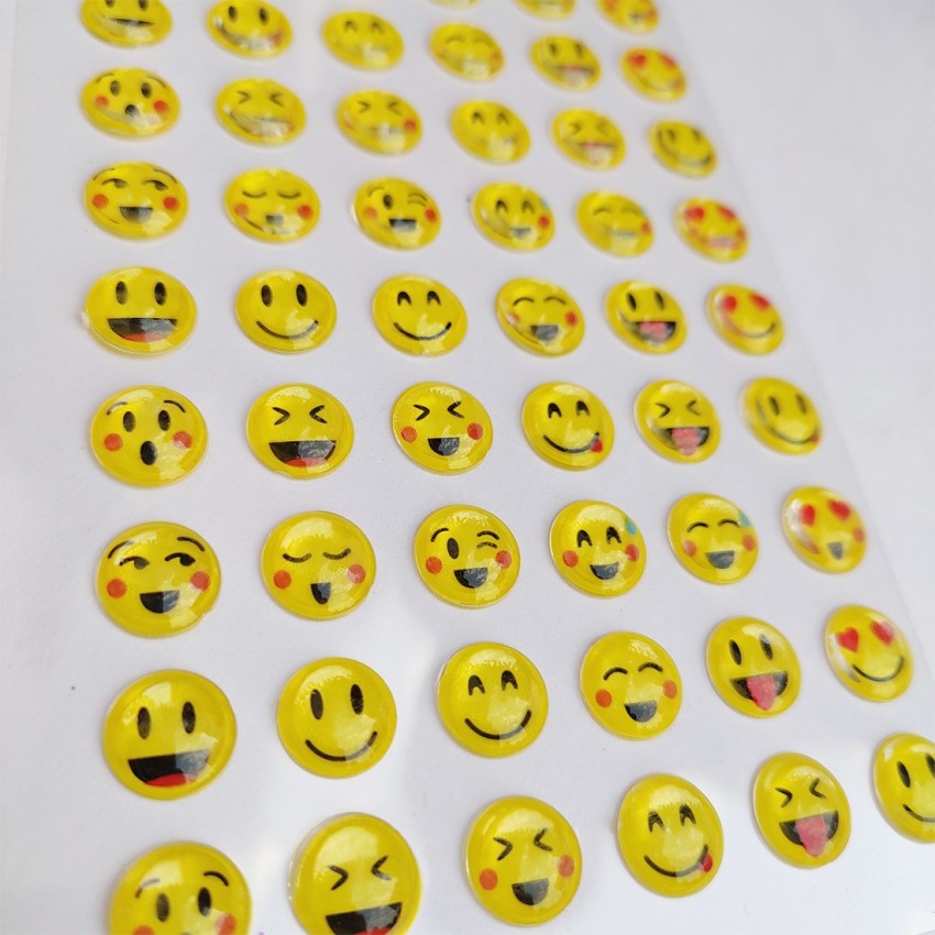 1 Yellow Smiley Face Circle Stickers
