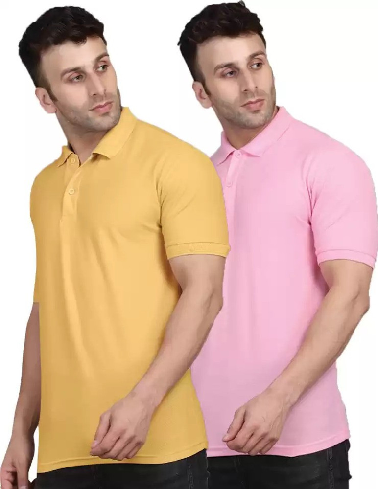 Pink and yellow polo shirt discount