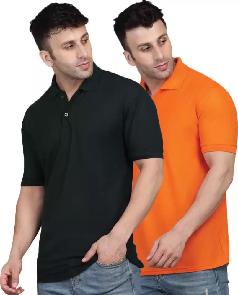 Orange And Black Men's Polyester T-Shirt