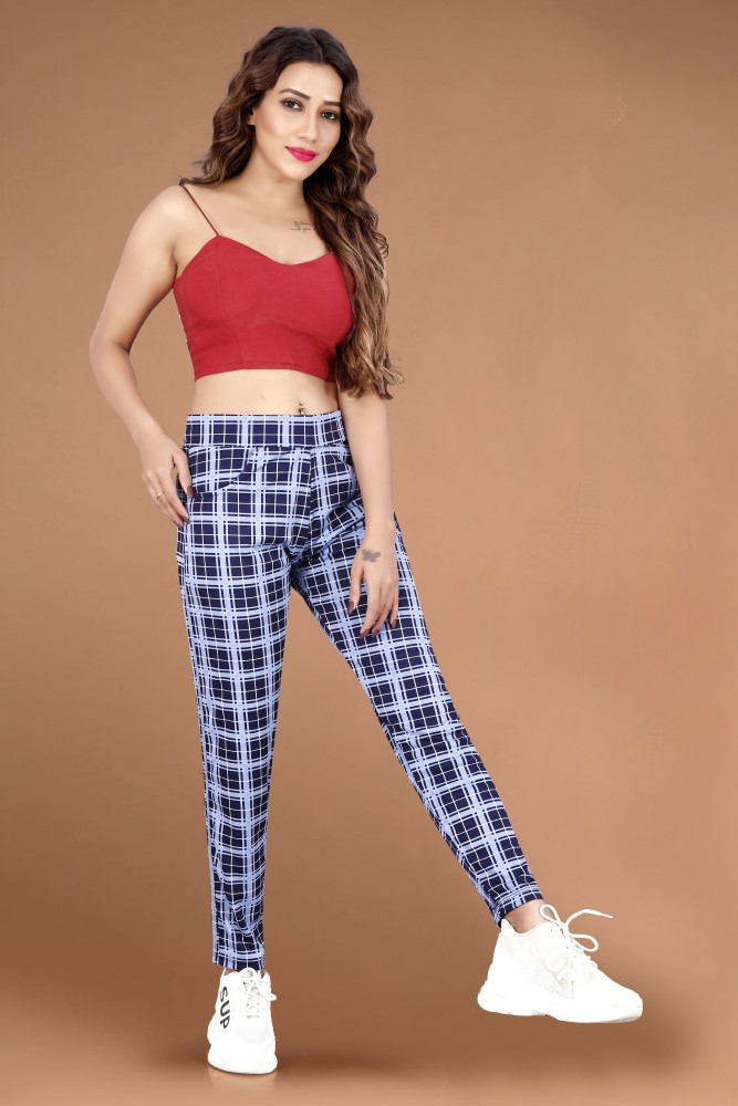 Checkered track hot sale pants womens