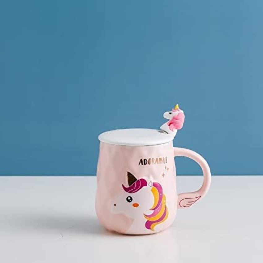 Cute Unicorn Coffee Mug with Lid and Spoon