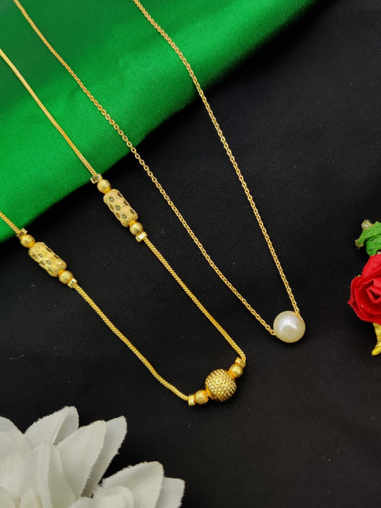 DHARM JEWELS Gold Plated Fancy Necklaces For Women And White Pearl