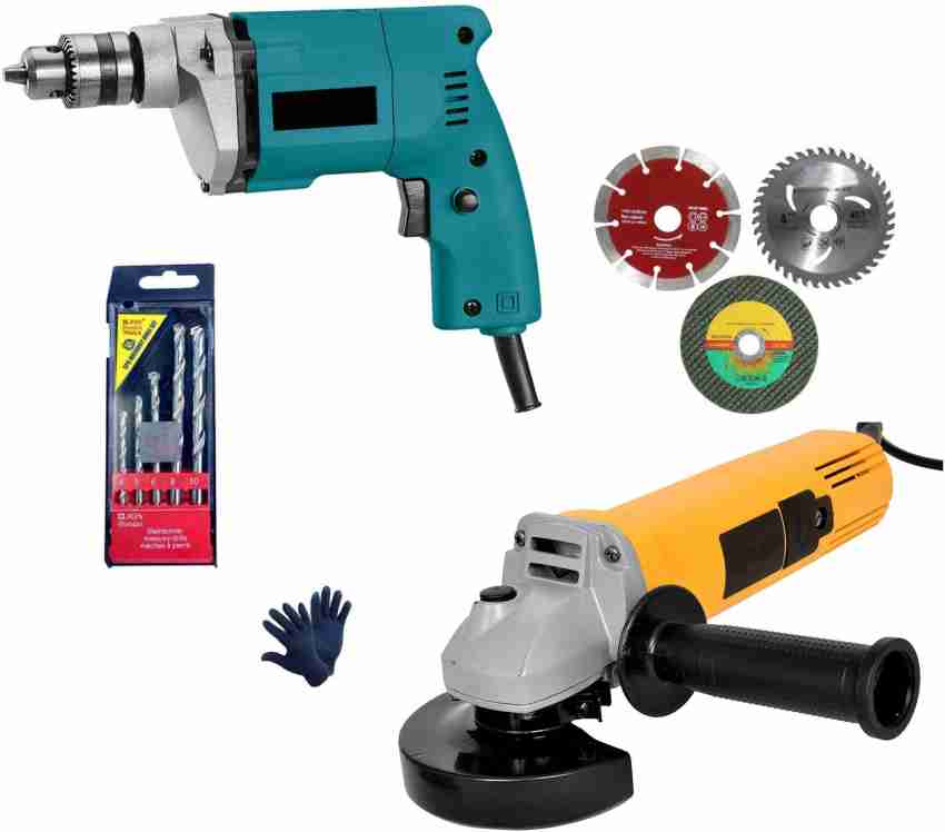 Tulsway Heavy Duty Combo of 10mm Drill Machine 801 Angle Grinder