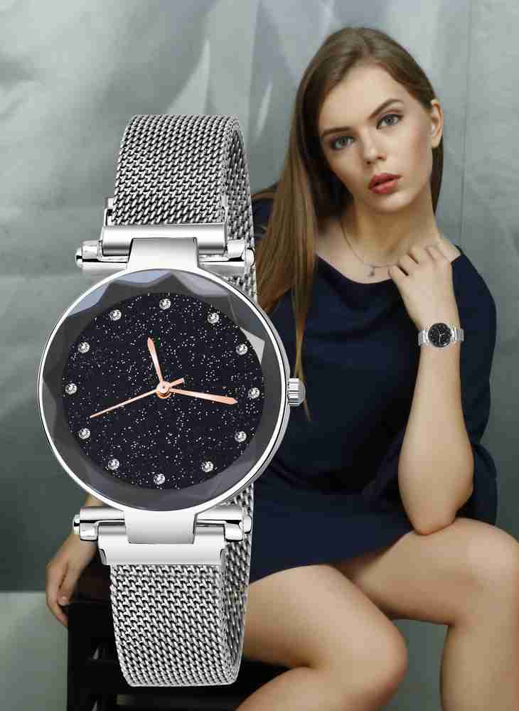 KNOWZ 21st century Magnetic Chain Magnetic Chain magnet strap mash hand watch girls watch for women gift Silver Analog Watch For Girls Buy KNOWZ 21st century Magnetic Chain Magnetic Chain