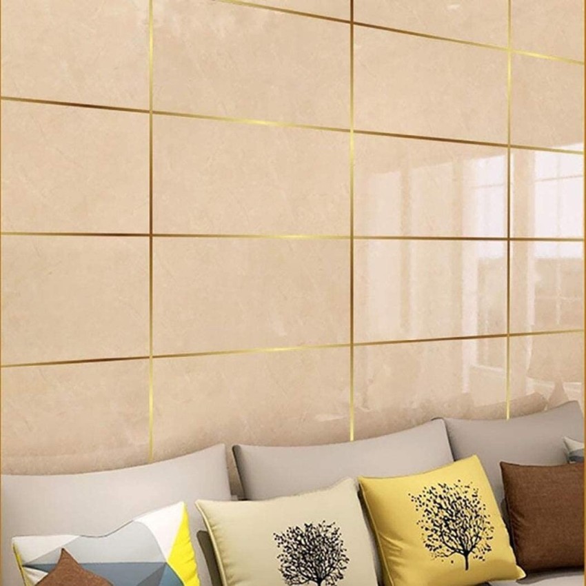 DEZIINE 150 cm 50M Roll Gold Color Self Adhesive Waterproof Wall Tape Strip  Gold-( 0.5CM) Self Adhesive Sticker Price in India - Buy DEZIINE 150 cm 50M  Roll Gold Color Self Adhesive