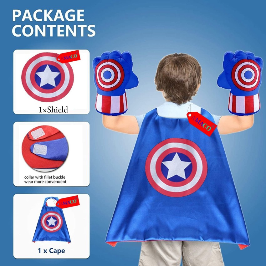 Marvel Comics Costume - Captain America Cape and Mask with Gift Box by  Superheroes 