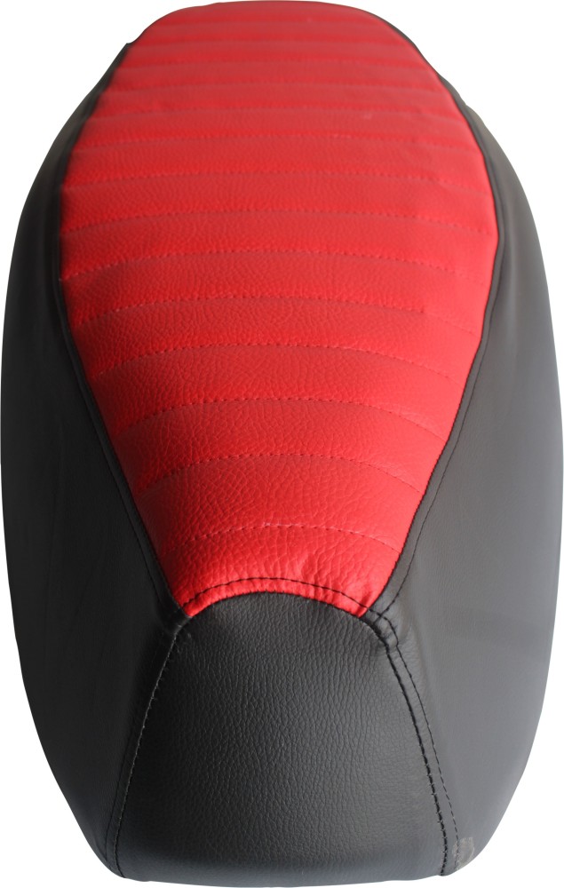 Red Rexine Designer Printed Bike Seat Cover