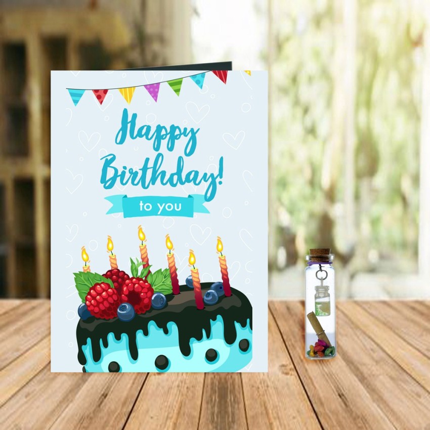 Giftikart Happy Birthday Wishes 2 Beautiful Greeting Card + Message Bottle  Price in India - Buy Giftikart Happy Birthday Wishes 2 Beautiful Greeting  Card + Message Bottle online at