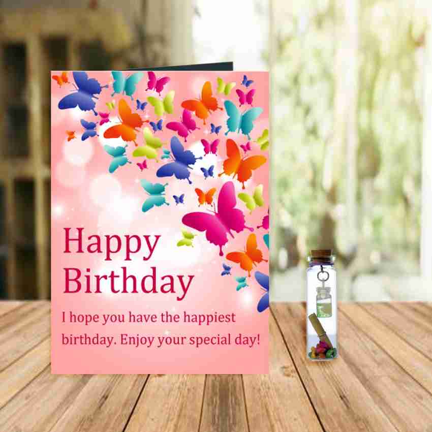 Giftikart Happy Birthday Wishes 8 Beautiful Greeting Card + Message Bottle  Price in India - Buy Giftikart Happy Birthday Wishes 8 Beautiful Greeting  Card + Message Bottle online at