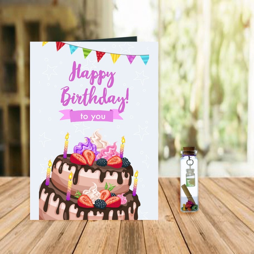 Giftikart Happy Birthday Wishes 8 Beautiful Greeting Card + Message Bottle  Price in India - Buy Giftikart Happy Birthday Wishes 8 Beautiful Greeting  Card + Message Bottle online at