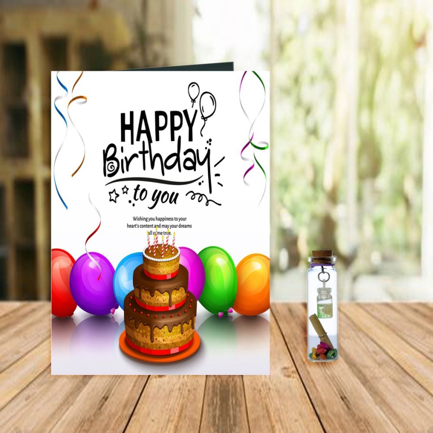 Giftikart Happy Birthday Wishes 8 Beautiful Greeting Card + Message Bottle  Price in India - Buy Giftikart Happy Birthday Wishes 8 Beautiful Greeting  Card + Message Bottle online at