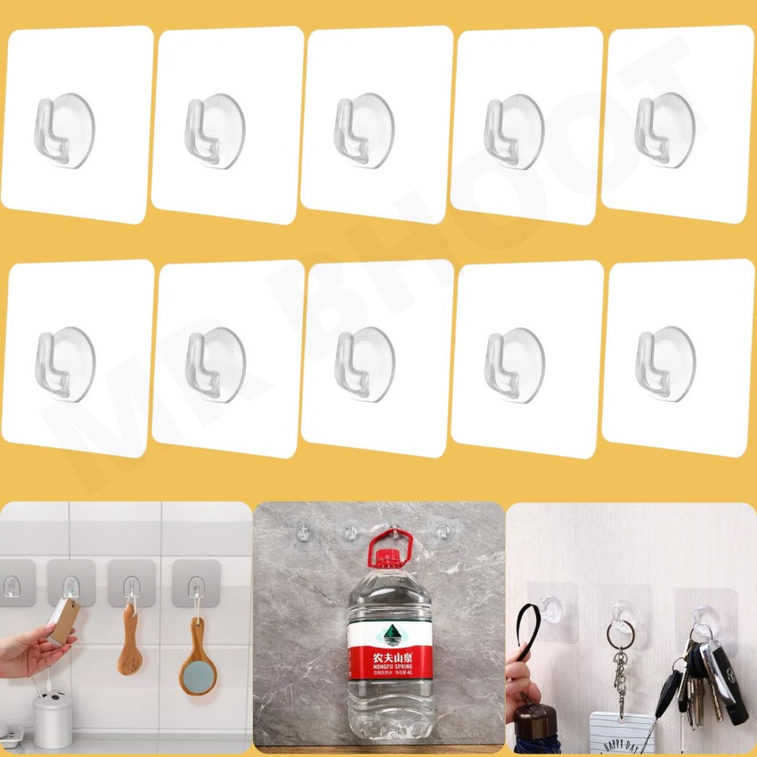 5/10 Pairs Double Sided Adhesive Wall Hooks Hanger Strong