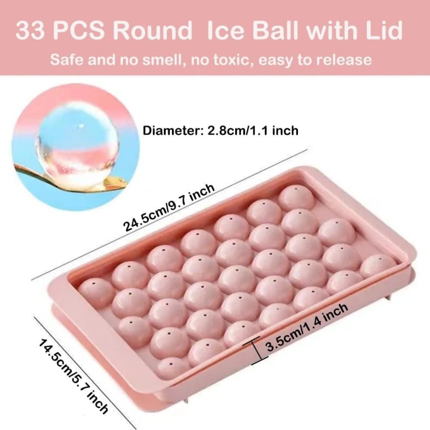 2 Packs Ice Cube Tray Plastic Ice Ball Maker Mold for Freezer 66 Pcs  Reusable Small Ice Ball Maker Circle Ice Making Tray Mini Round Ice Cube  Maker