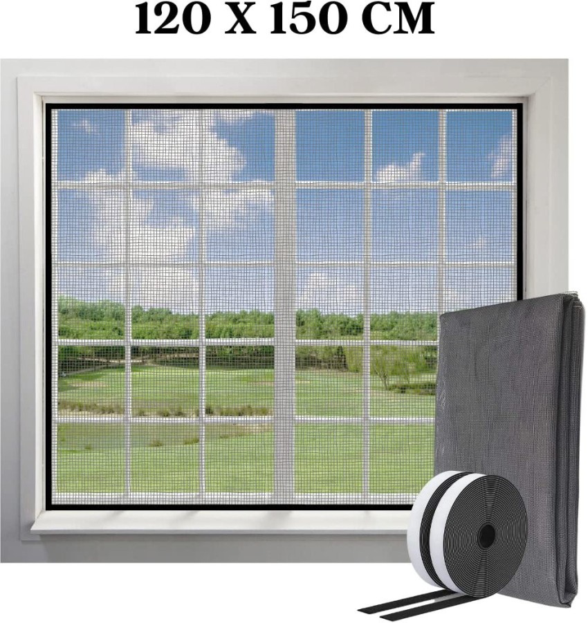 Royalkart FiberGlass Mosquito Net for Windows (120x150 cm, Grey