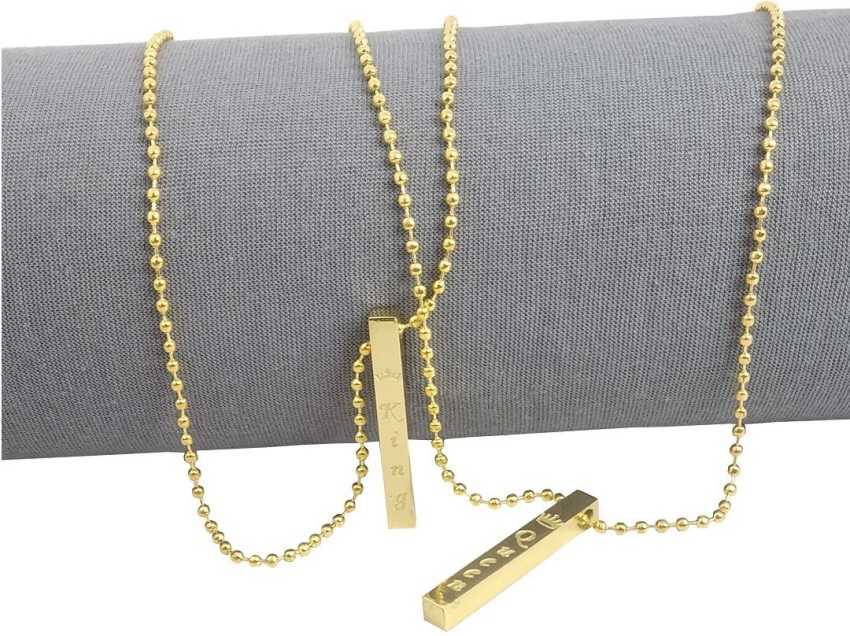 Stylewell Silver 3D Vertical Bar Cuboid Stick Pendant Locket Necklace Chain  Mens Women Stainless Steel Pendant Set