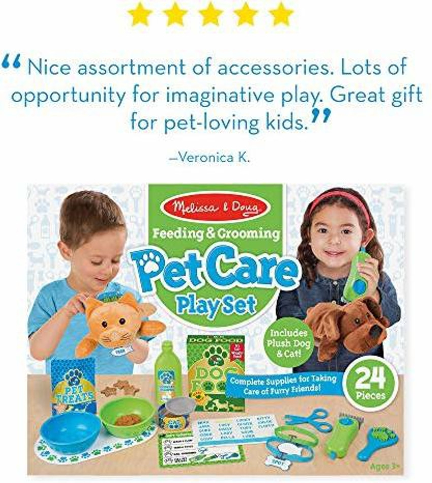 Feeding and grooming top pet care playset
