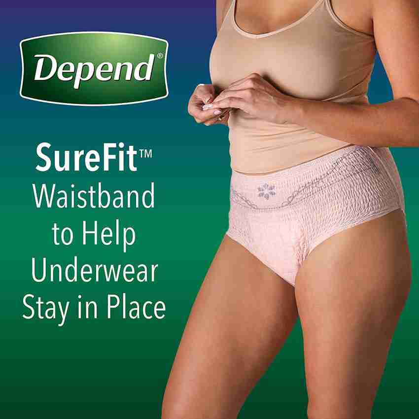 Depend Night Defense Adult Incontinence Underwear for Women, Disposable,  Overnight, Extra-Large, Blush, 12 Count, Packaging May Vary
