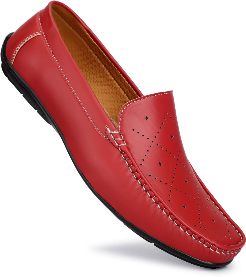 Adynn shoes Red with Loafers For Men - Buy Adynn shoes Red Loafers with laser Loafers For Men Online at Best - Shop Online for Footwears in India | Flipkart.com