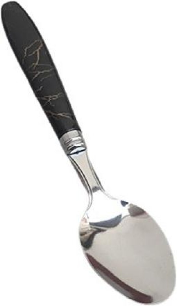 VIVID Stylish Dinner Table Spoon with Black Ceramic Handle Marble