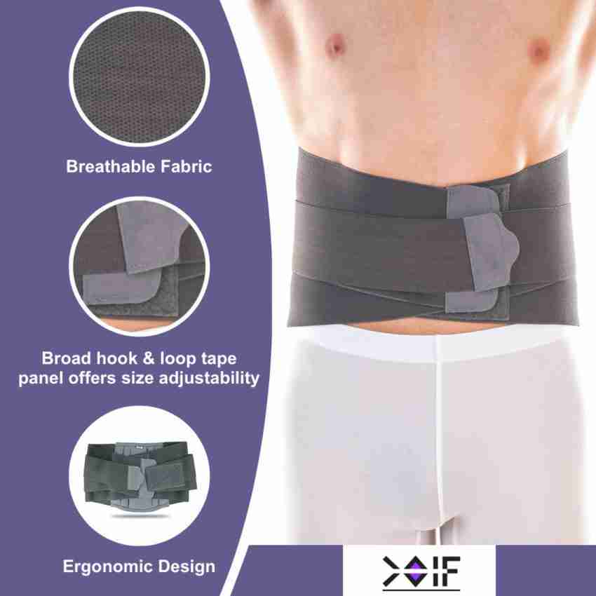 Lumbar Support Back Brace with Removable Pad, Black, Regular