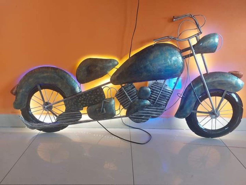 BHAAVYA DECORE Big Bullet Bike Wall Art With Led Size 19 17 6