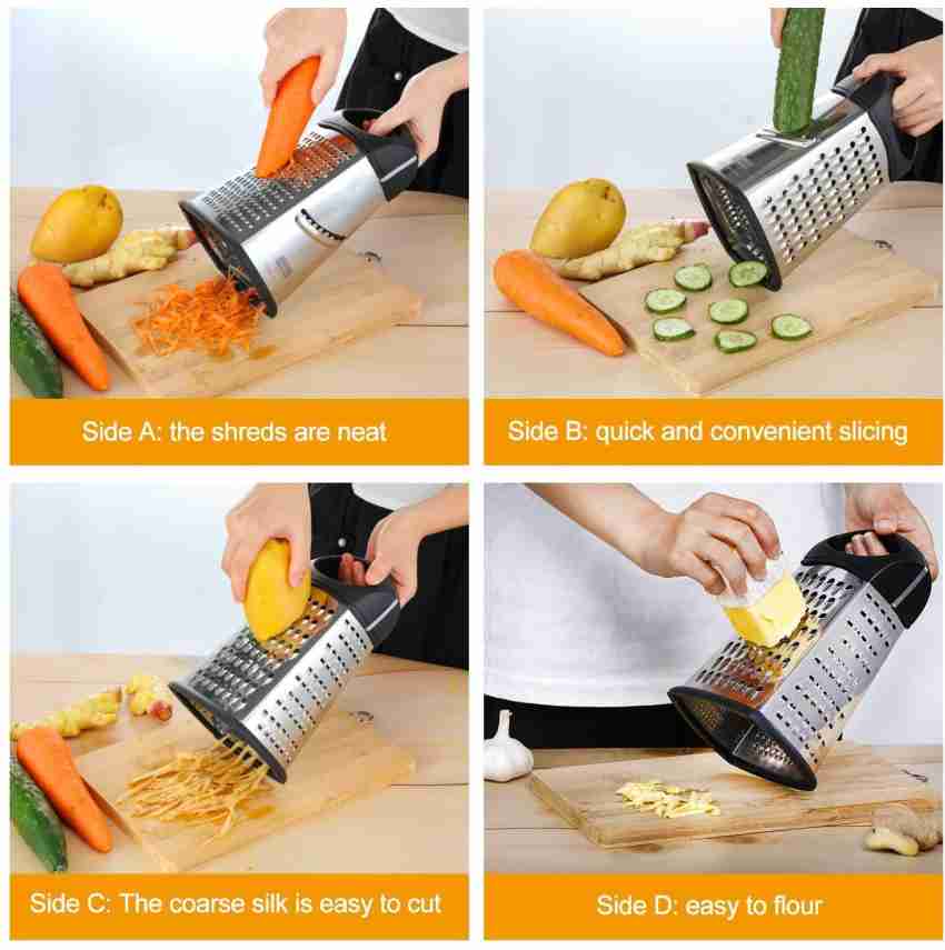 1pc Stainless Steel Multi-functional Four Side Vegetable Grater,slicer  Shredder For Kitchen Use