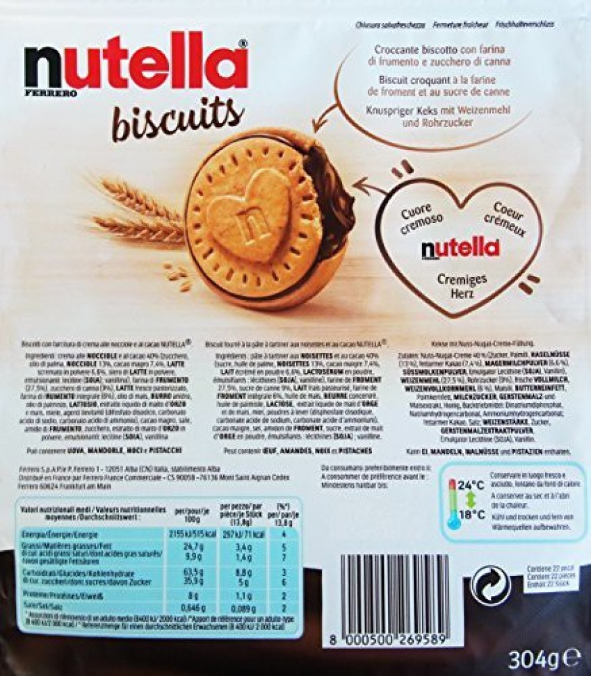 nutella Ferrero Biscuit With Hazelnut Spread (IMPORTED) (PACK OF 1