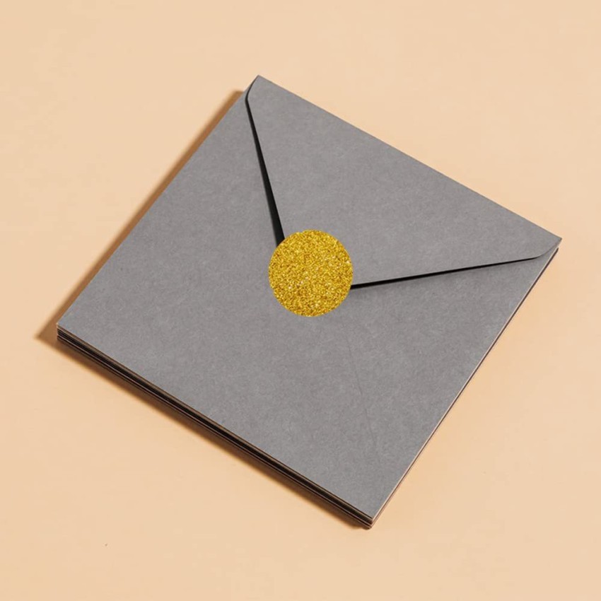 Comet Busters 1.5 cm Glitter Orange Round Envelope Seal Stickers